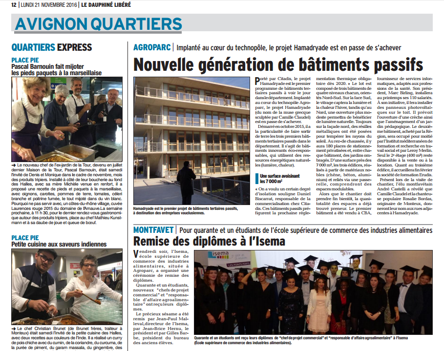 article Vaucluse Matin remise diplome Isema 2016 760e3